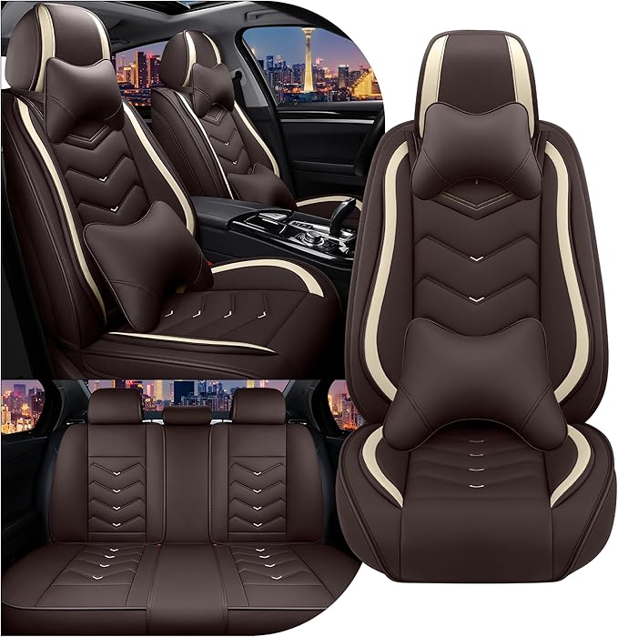 CTDS Car Seat Covers for Honda HR-V 2016-2026, Stylish Sport Seat Cover, Premium Nappa Leather Car Seat Cover. Automobile Seat Covers Sets.(Luxury 5 Seats/Coffee Color)