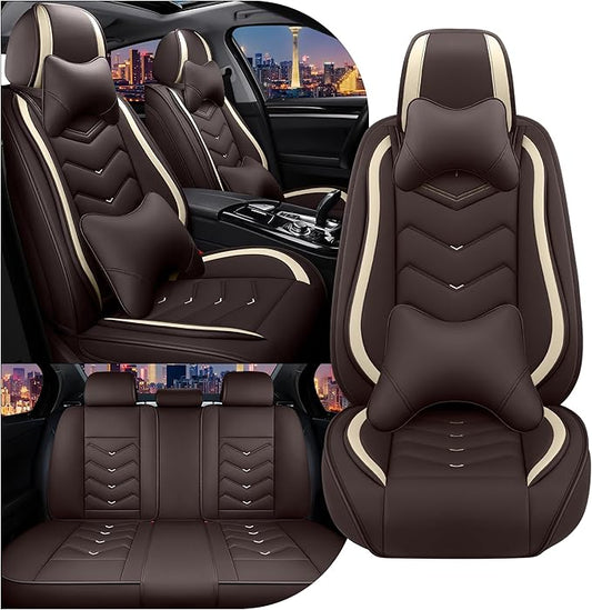 CTDS Car Seat Covers for Nissan Altima 2001-2026, Stylish Sport Seat Cover, Premium Nappa Leather Car Seat Cover. Automobile Seat Covers Sets.(Luxury 5 Seats/Coffee Color)