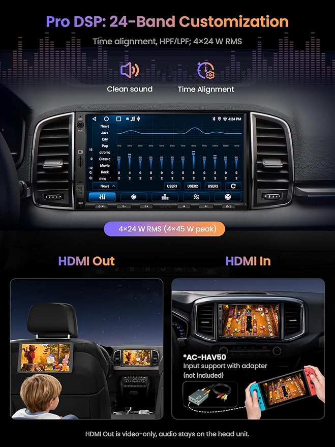 ATOTO A5 7" Android Double Din Car Stereo with Backup Camera, Wireless CarPlay& Android Auto Touch Screen, WiFi/Bluetooth/USB,24 Band EQ DSP, FM/TF, MirrorLink, 2+32G, Gemini&ChatGPT AI, GPS Tracking