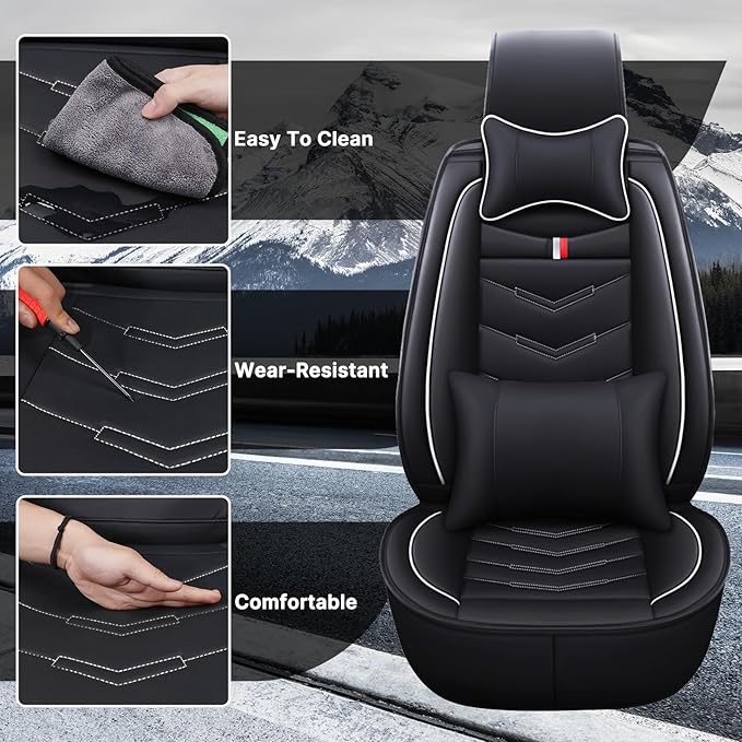 Car Seat Cover 7 Seats for Hyundai Palisade 2020-2025, Durable Wear Resistant Waterproof Sport Seat Cover, Breathable No Odor Premium Leather Vehicle Seat Covers.(Luxury,Black White)