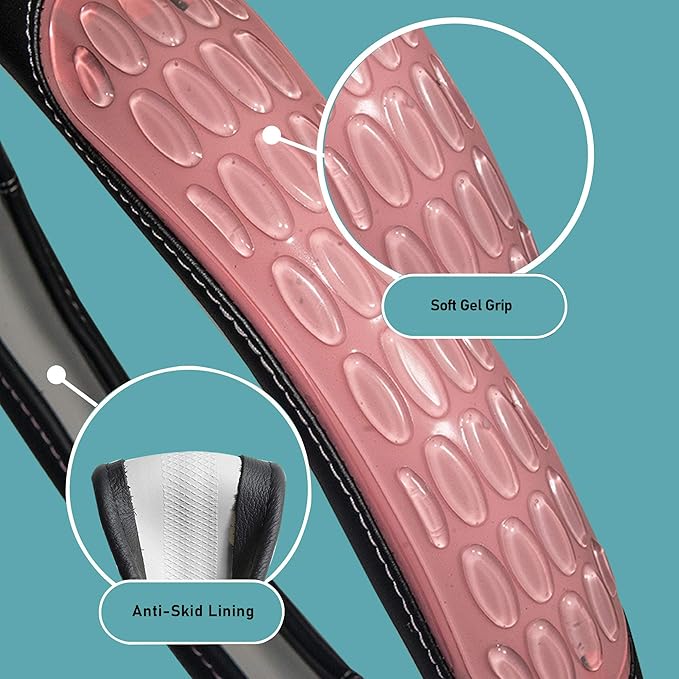FH Group Ultra Grip Silicone and Faux Leather Steering Wheel Cover fits Most Cars, SUVs Purple