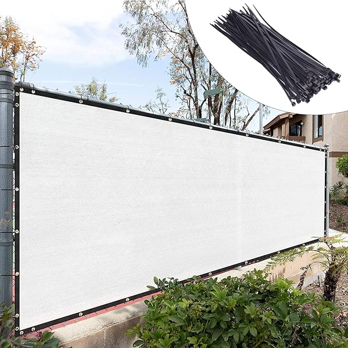 Royal Shade Custom Size 6' x 39' White Fence Privacy Screen Windscreen Cover Netting Mesh Fabric Cloth - Cable Zip Ties Included (We Make Custom Size)