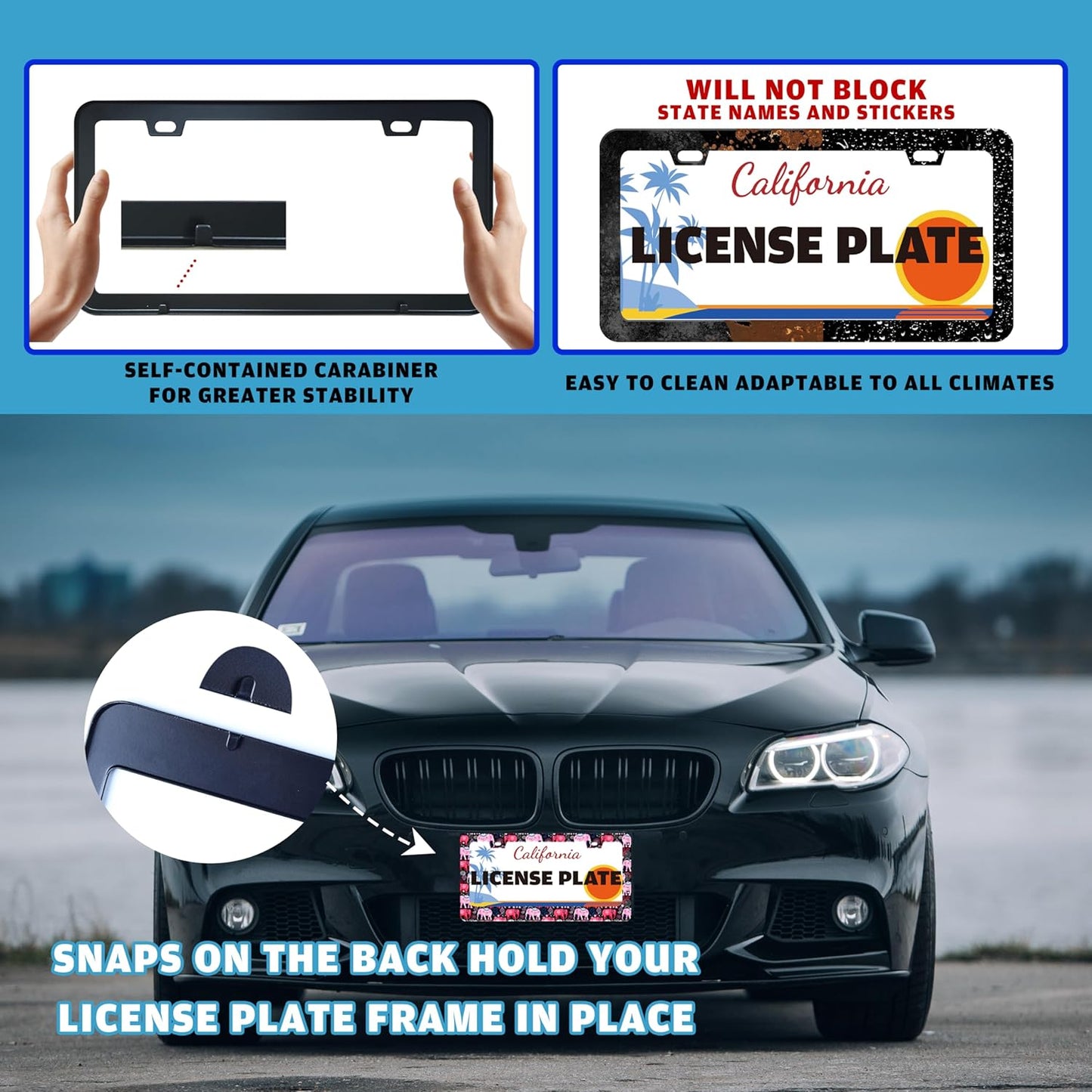 Tribal Elephant License Plate Frame Beautiful Animal License Plate Holder for Front or Rear Car Tags Reusable Stainless Steel Funny Car Decoration with Screws 6.3 X 12.2 Inch