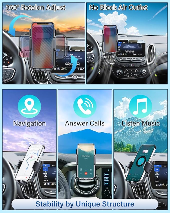 PZK Car Phone Mount for Toyota Tundra 2007 2008-2011 2012 2013 /Sequoia 2008-2011 2012 2013 Accessories Custom Air Vent Phone Holder Auto Lock Hands Free 360° Rotation Phone Automobile Cradles