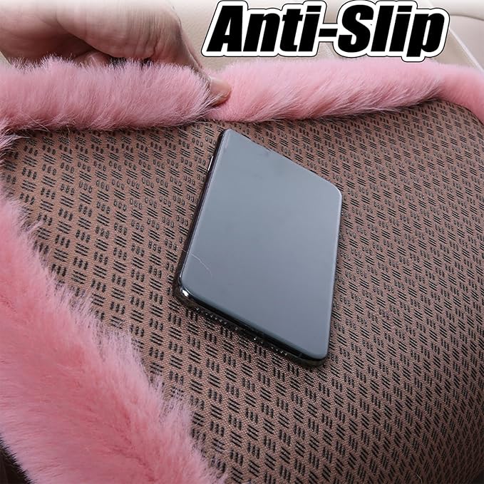 Plush Car Seat Cushion, Soft Warm Fuzzy Faux Rabbit Fur Fluffy Plush Auto Seat Cover Vehicle Car Front and Back Seat Protector Pad with Non-Slip Backing Cushion Interior Universal Fit (Purple2,3PCS)