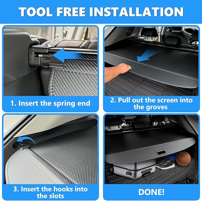 MIALUTY® Cargo Cover for 2021-2026 Nissan Rogue (Not Rogue Select and Sport) Retractable Trunk Cover Rogue Accessories Anti-Peeping Privacy Screen,Trunk Luggage Shield Shade Carbon Fiber Texture