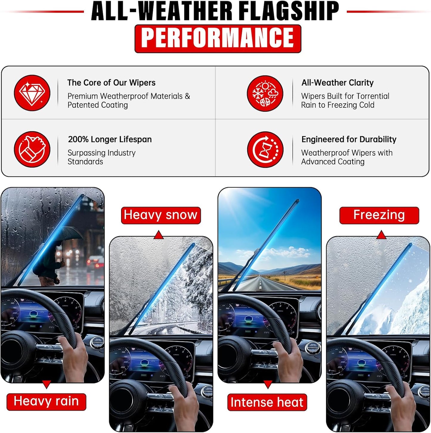 Windshield Wiper Blades Replacement for Hyundai Tucson 2010 2011 2012 2013 2014 2015 Original Factory Quality Front Rear Wipers Blade Set for My Car - 26" 16" 12" (Set of 3)