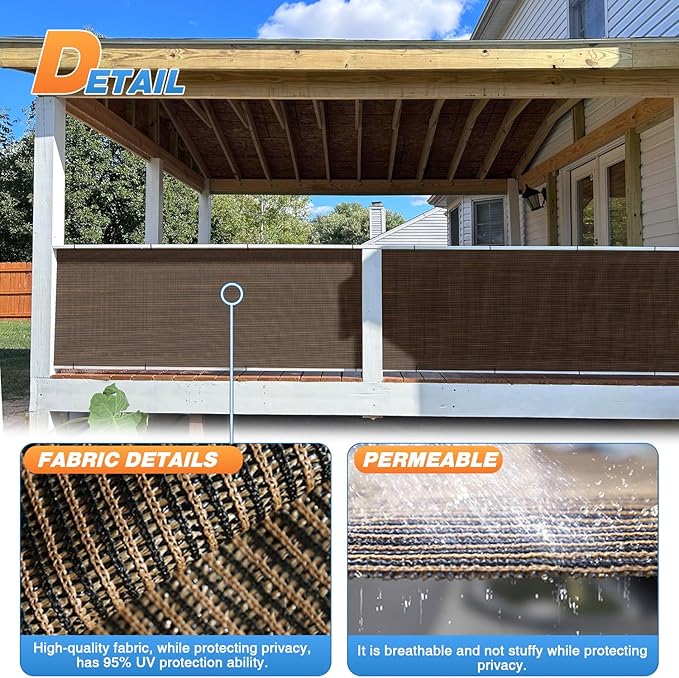 TANG Sun Shade Fabric Roll 8'x34' Shade Cloth for Garden Brown HDPE Mesh Shading Pergola Cover Replacement Canopy, 95% Blockage Sunshades for Outdoor Patio Backyard Plant