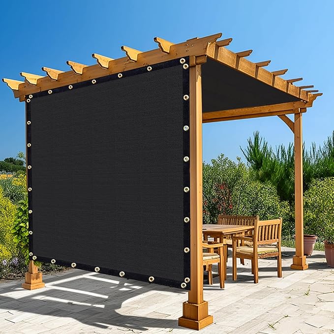 Amagenix 90% Shade Fabric 14'X 17' Black Sun Shade Cloth with Grommets for Pergola Replacement Shade Cover Canopy, Heavy Duty, Cable Zip Ties Included (We Customized)