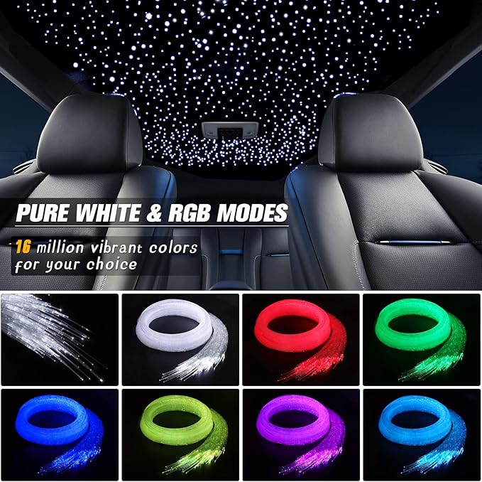 16W Starlight Headliner Kit, Star Lights for Car Roof&Home Decoration, Fiber Cable 550pcs*0.03in*13.1ft RGBW Star Light Headliner with Bluetooth APP/Remote Control/Music Mode