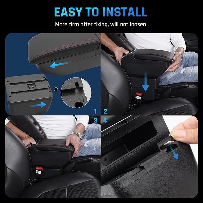 YJYWZH Armrest Box for Nissan Almera Versa 2020-2024 Car Center Storage Box Hand Centre Consoles Cup Holder Arm Rest Double-Layer Black Accessories
