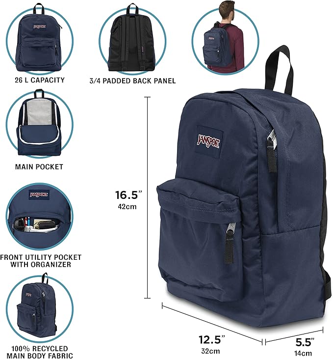 JanSport SuperBreak One Backpack - Durable, Lightweight Bookbag with 1 Main Compartment, Front Utility Pocket with Built-in Organizer - Premium Backpack, Event Horizon