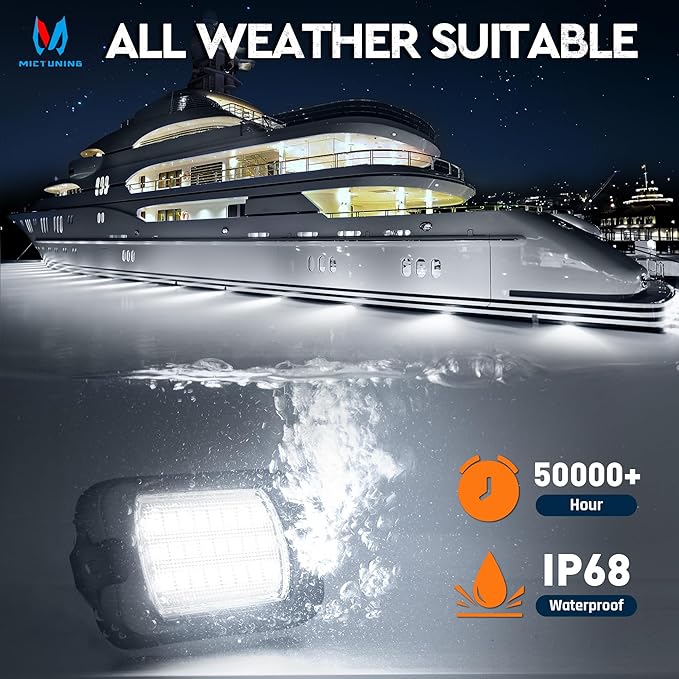 MICTUNING Q1 Max White Rock Lights, 12 Pods Super Bright Pure Underglow Light Kit, IP68 Waterproof for Truck Car ATV UTV Golf Cart (2 Year Warranty)