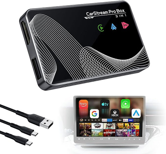 2026 Upgraded 【 3-in-1 】 HDMI Input Car TV & Wireless CarPlay Adapter & Android Auto, Stream TV Stick/i-Phone/Android Phone to Your Vehicle, Plug & Play for Factory Car Stereo 2016+