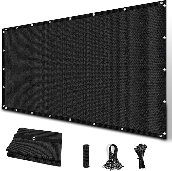 Amagenix 90% Sun Shade Cloth with Grommets, 6' x 8' Pergola Replacement Shade Cover Canopy Privacy Screen for Outdoor Patio Garden, Black (We Customized)