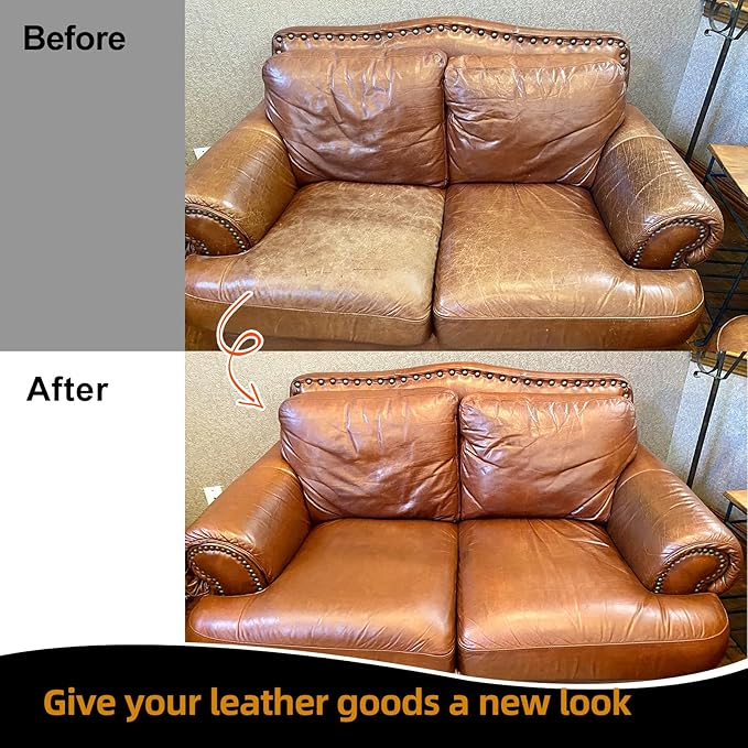 Leather Recoloring Balm, Leather Color Restorer, Leather Restorer for Couches, Leather Scratch Remover, Leather Scratch Repair, Leather Repair Kit for Furniture, Leather Dye (Camel.)