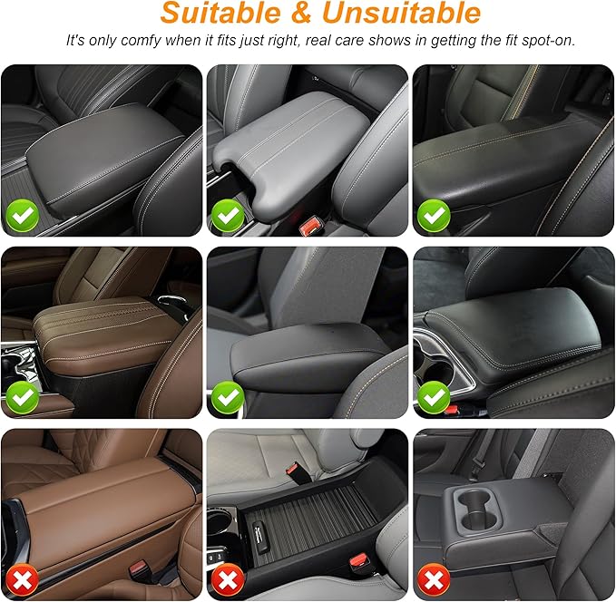 Armrest Cover for Car Fit for Jeep Gladiator - Center Console Cover with Cup Holders and 2 Storage Pockets(Grey)