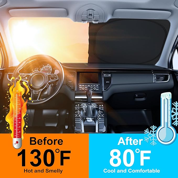 Windshield Sun Shade Custom Fit for 2014 2015 2016 2017 2018 2019 Nissan Sentra Accessories Foldable Sunshade Sun Blocker Protect Car from Sun Rays & Heat Damage Keep Car Cooler