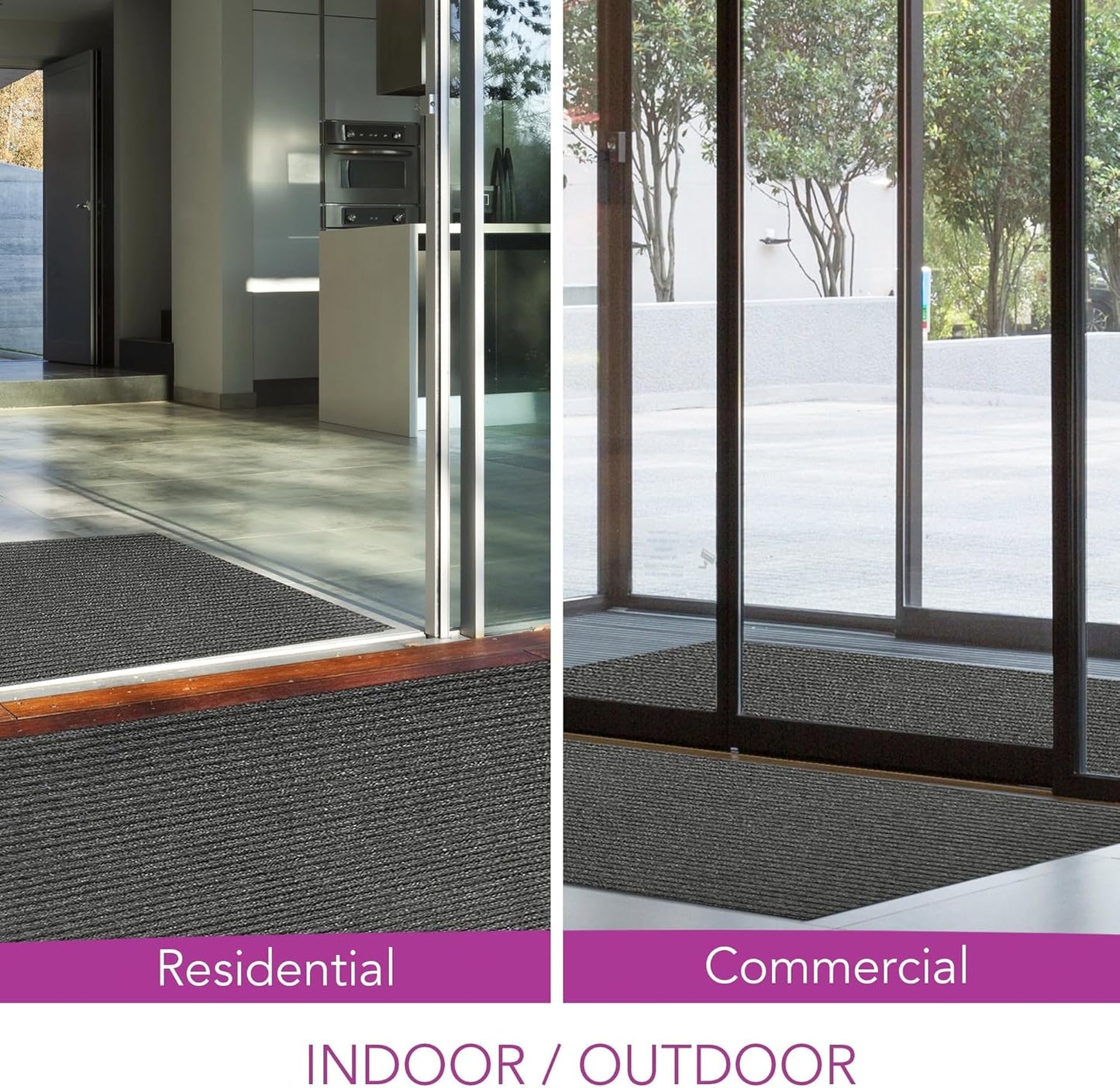 iCustomRug Spartan Weather Warrior Duty Indoor/Outdoor Utility Ribbed in 3ft,4ft,6ft Widths 70 Custom Sizes with Natural Non-Slip Rubber Backing 4'X76' in Charcoal