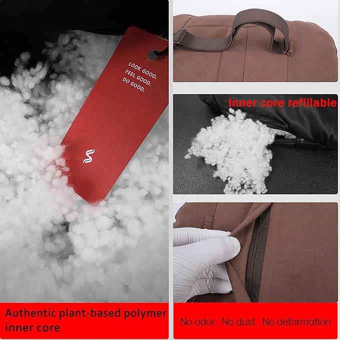 2pcs Car Neck Pillow for headrests,Support Drive Seats Head Cushion Pillows,Superfiber Suede,Plant-Based Polyester,Thickness & Height Adjustable,11.8x7.5,Inner Liner fillable(Orange Brown)