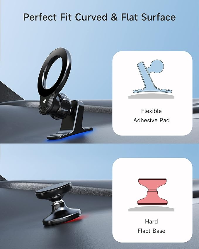 Magnetic Car Phone Mount for iPhone 15/14/13/12 Pro Max Mini & MagSafe Cases - 360 Degrees Rotation, One-hand Operation, Super Strong Magnet Force