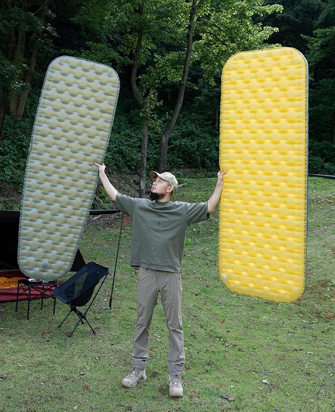 iClimb 1 Stable Comfortable Air Sleeping Pad and 1 Sleeping Pad Pump Sack Bundle, Ultralight Compact for Single Adult Outdoor Camping Backpacking Hiking
