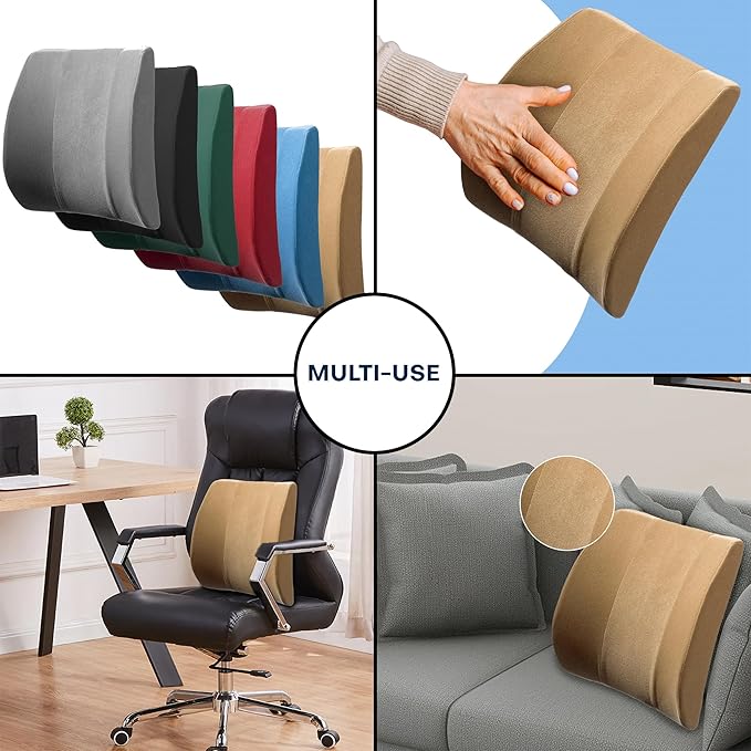 Bucket Seat Thick Foam Lumbar Support Cushion: Orthopedic Relief for Car Seats & Chairs-Gray