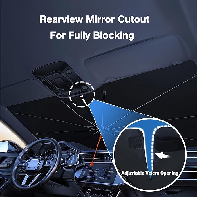 CHILL·TEK Funny Animal Car Windshield Sun Shade Umbrella, Cute Flamingo Car Sun Shade Umbrella, Block UV Rays Heat Foldable Windshield Umbrella Sun Visor Protector - Keep Vehicle Cool for Cars SUV