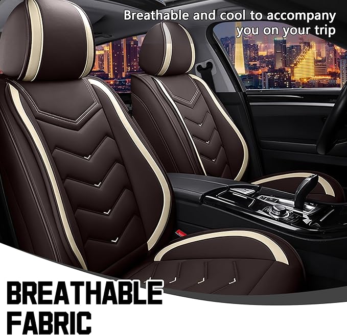 CTDS Car Seat Covers for Chevy Equinox 2005-2026, Stylish Sport Seat Cover, Premium Nappa Leather Car Seat Cover. Automobile Seat Covers Sets.(Standard 2 Seats/Coffee Color)