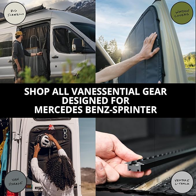 VanEssential Insulated Magnetic Blackout Front Windshield Cover Designed for Mercedes-Benz NCV3/VS30 (Van Years 2007 to Current) - Charcoal Gray