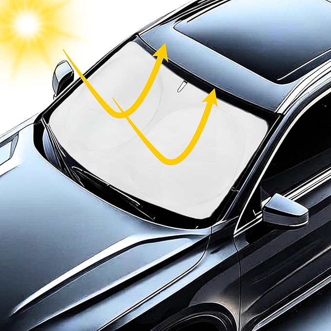 Windshield Sun Shade -Certified 99.87% UVB & 99.02% UVA Car Sun Shade. Award Winning Sunshade - Patented Technology | Compatible for Nissan Frontier (2022-2026) | Car Shades by Kinder Fluff