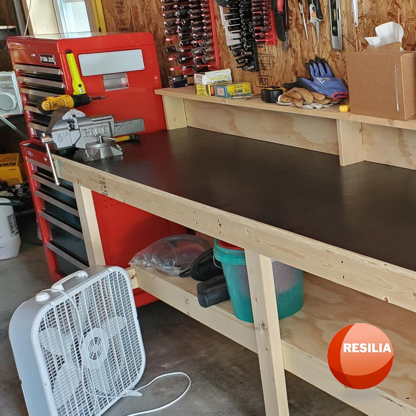 RESILIA Work Bench Mat - 30" X 96", Scratch-Resistant PVC Mats - Protect Your Workbench, Table, or Tool Station from Painting, Woodworking, Crafting, Building, & More, Black, Made in The USA