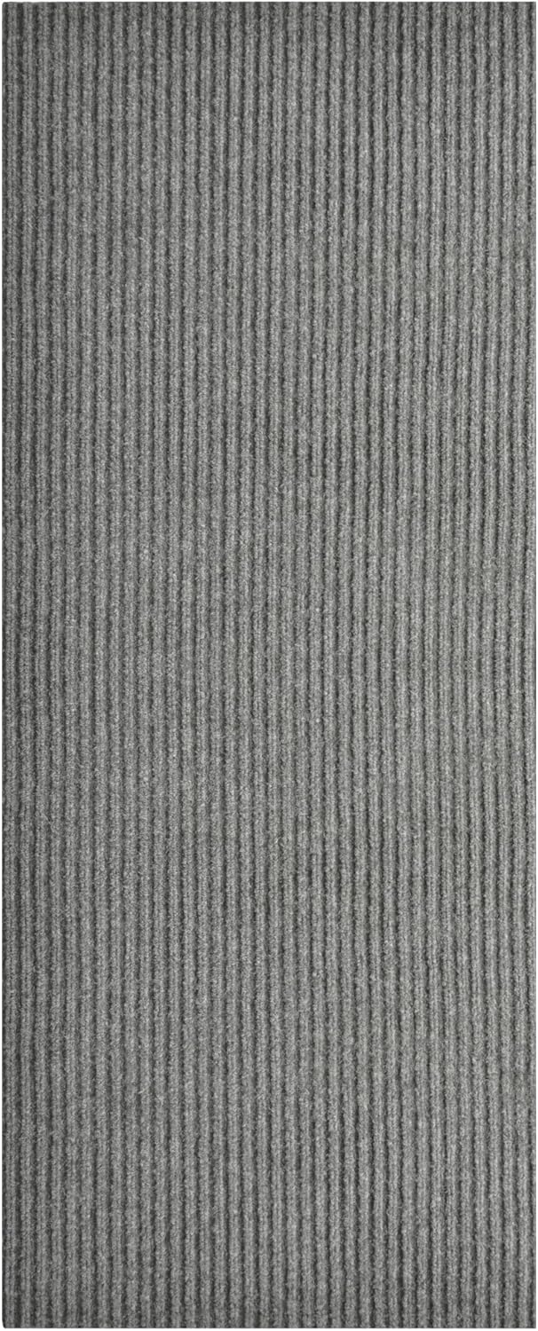 iCustomRug Spartan Weather Warrior Indoor/Outdoor Utility Ribbed Carpet Runner with Non-Slip Thermoplastic Rubber Backing, 3ft X 18ft in Grey