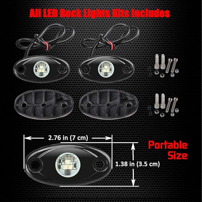 2 Pods LED Rock Lights, Ampper Waterproof LED Neon Underglow Light for Car Truck ATV UTV SUV Offroad Boat Underbody Glow Trail Rig Lamp (Yellow)