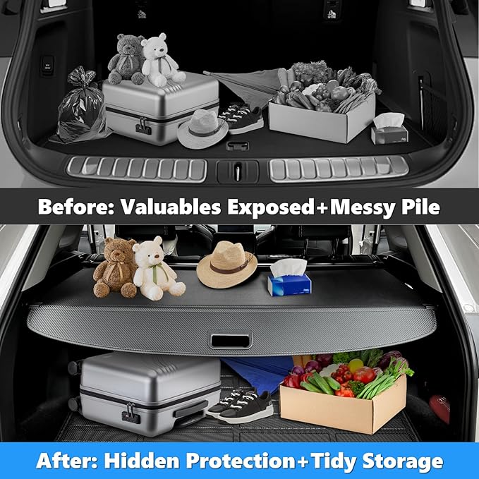 MIALUTY® Cargo Cover for 2015-2024 Nissan Murano Retractable Trunk Cover Murano Accessories Anti-Peeping Anti-Theft Privacy Screen,Trunk Luggage Shield Shade Carbon Fiber Texture