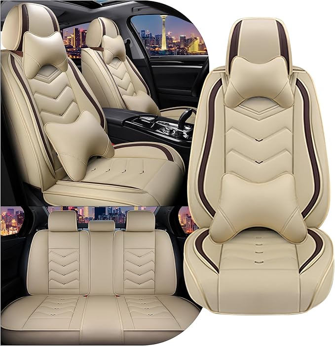 CTDS Car Seat Covers for Honda HR-V 2016-2026, Stylish Sport Seat Cover, Premium Nappa Leather Car Seat Cover. Automobile Seat Covers Sets.(Luxury 5 Seats/Beige)