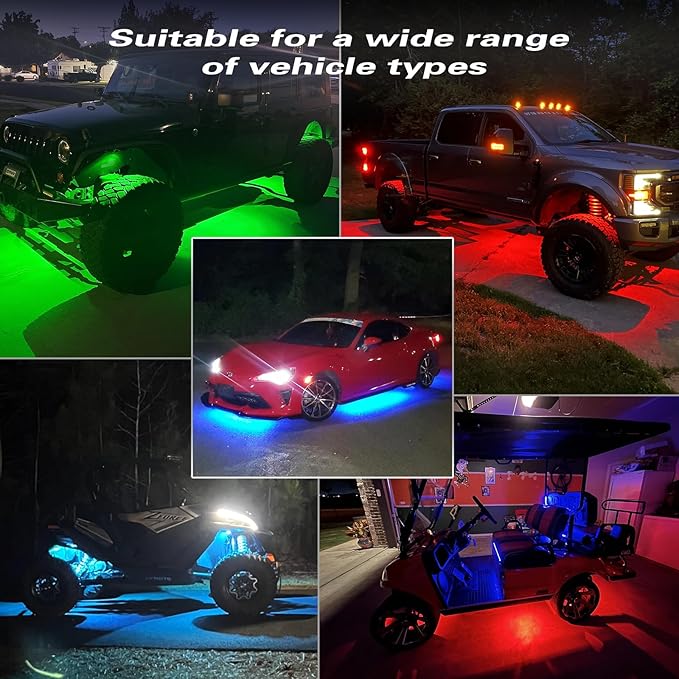 12Pods Segmented RGB LED Rock Lights Kit with APP/RF Remote Control, Upgraded Underglow Lights Multi Zone Neon Underbody Light Multi Color 12V Waterproof for Trucks Jeep UTV ATV Golf Cart Offroad SXS