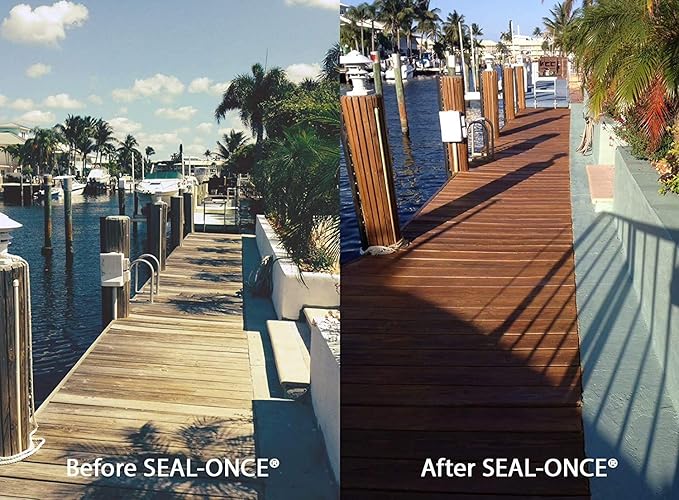 Seal-Once Nano+Poly Penetrating Wood Sealer with Polyurethane - Premium Waterproof Sealant -2 Gallon & Cedar