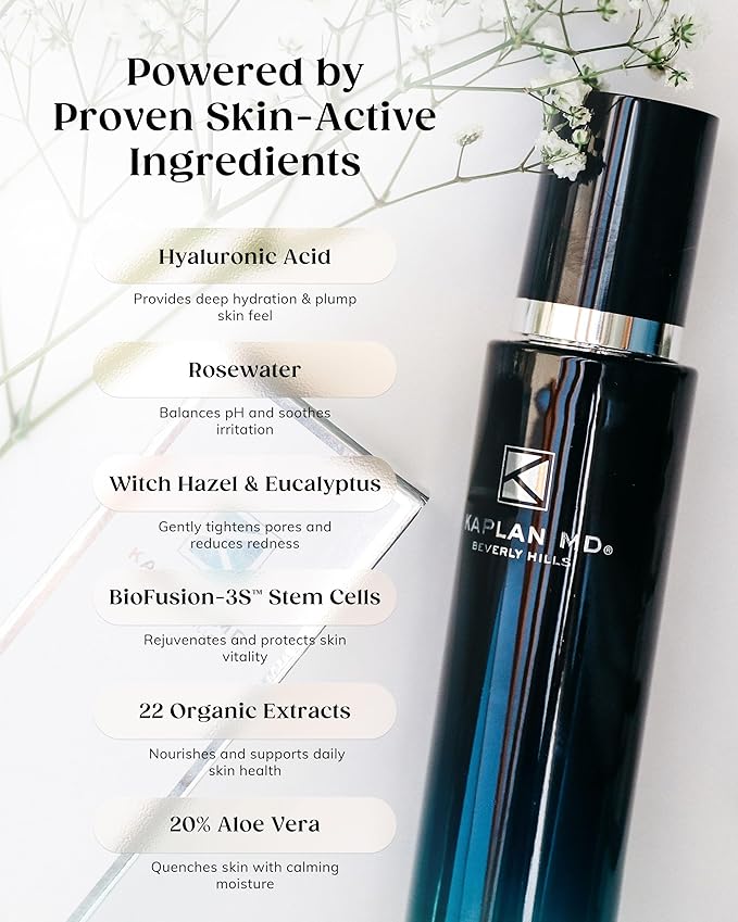 Kaplan MD Clarifying Toner – Hydrating Toner for Face with Hyaluronic Acid, Rosewater, & Aloe Vera – Face Mist for All Skin Types & Pore Tightening and Skin Texture Refining – 3.4 fl oz