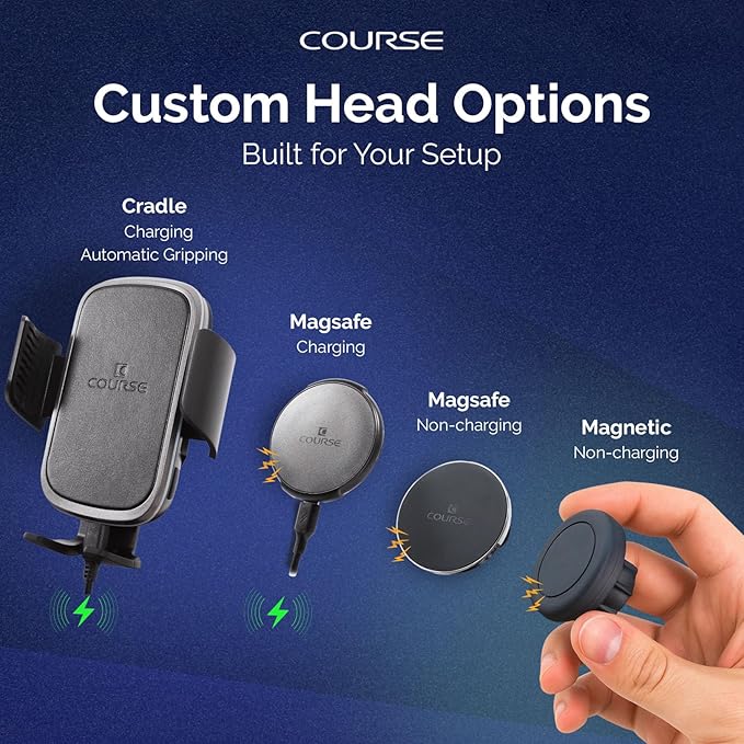 Course Motorsports Direct Fit Phone Mount | MagSafe Compatible | Magnetic Non Charging Head | Car Phone Holder | Compatible with Jeep Wrangler Gladiator Rubicon (2018+)