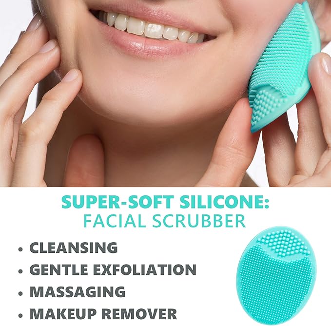 Dylonic 3pk Exfoliating Brush and Precision Tweezers for Ingrown Hair Treatment for Bikini Area, Razor Bumps Shaving Irritation - Silicone Scrubbers Gift Set, Body + Face Skin Exfoliator Brush
