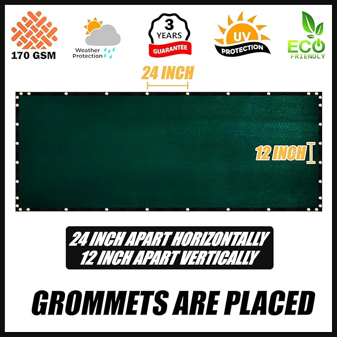 Royal Shade Custom Size 5' x 3' Green Fence Privacy Screen Windscreen Cover Netting Mesh Fabric Cloth - Cable Zip Ties Included (We Make Custom Size)