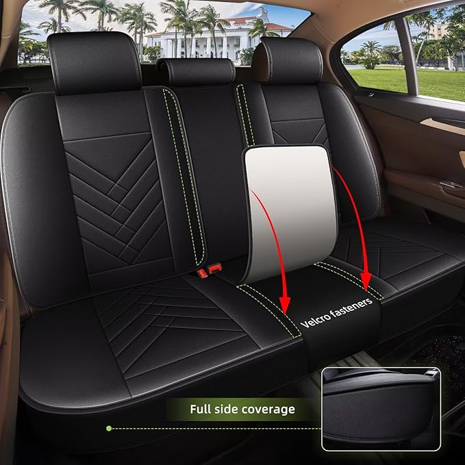 AOMSAZTO Car Seat Covers Full Set for Toyota Avalon 2001-2022: Faux Leather Automotive Seat Cover Waterproof Compatible Airbag(5 Seats, Black&Grey)