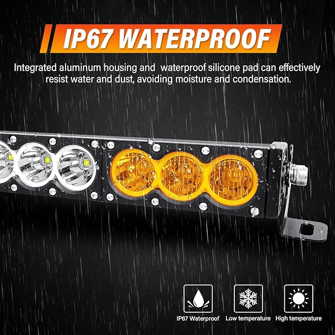Willpower 49 inch LED Light Bar Single Row White Amber Dual Color 270W Off Road Light Bar Spot Flood Combo LED Work Light Truck UTV 4x4 Cars SUVs ATVs Boats Fog Driving Light with Wiring Harness kit