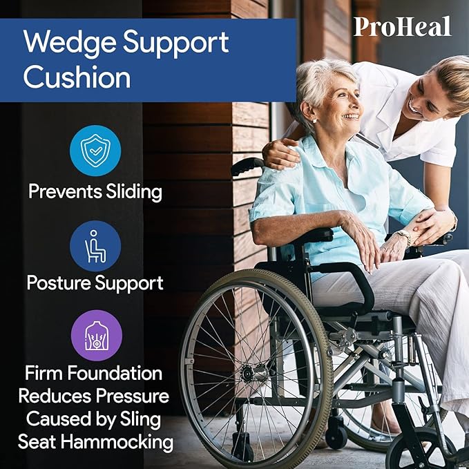 Gel Wedge Seat Cushion with Pommel, Bariatric 26" x 20" x 4" - 2" - Better Posture and Hip Positioning - High Density Foam and Pressure Redistribution Gel and Back, Tailbone, and Coccyx Support