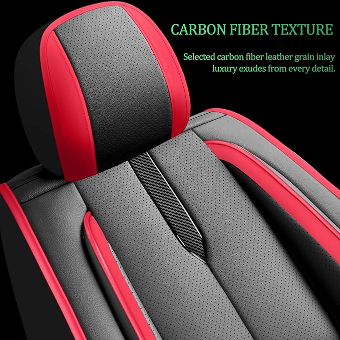 Fit Camry Car Seat Covers for Toyota Camry 2012-2024 2025 2026 -Upgraded Premium Waterproof & Breathable Leather,Airbag Compatible,All-Weather Seat Cushion Protector,2 Front/Black-Red