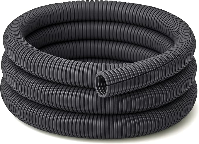 Electriduct Split Wire Loom Tubing Polyethylene Corrugated Flexible Conduit - 1.5" Nominal Size - 50 Feet - Gray