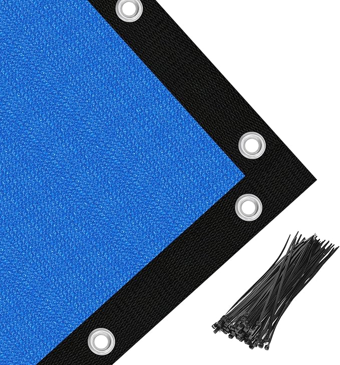 Amagenix 90% Pergola Shade Cover 8' X 14' Sun Shade Cloth with Grommets for Outdoor Garden Patio Porch, Commercial Grade 200 GSM - Cable Zip Ties Included (We Customized) GN108, Blue