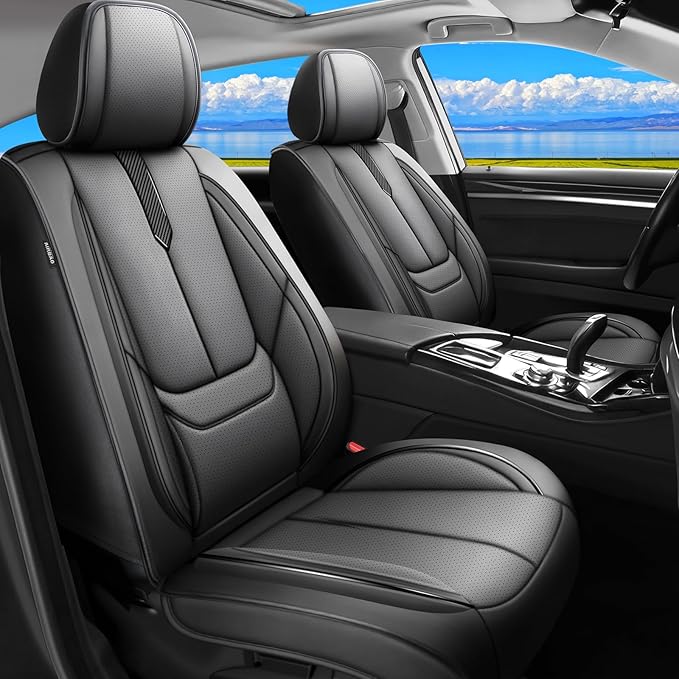 Fit Prius Car Seat Covers for Toyota Prius 2001-2024 2025 2026 -Upgraded Premium Waterproof & Breathable Leather,Airbag Compatible,All-Weather Seat Cushion Protector,Full Set,Black