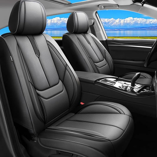 Fit Corolla Car Seat Covers for Toyota Corolla 2000-2024 2025 2026 -Upgraded Premium Waterproof & Breathable Leather, Airbag Compatible, All-Weather Seat Cushion Protector,2 Front/Black